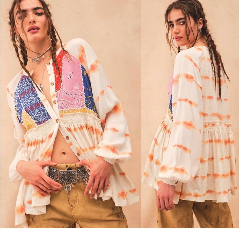 Free People Smore Tunic / Ivory Combo Size Medium